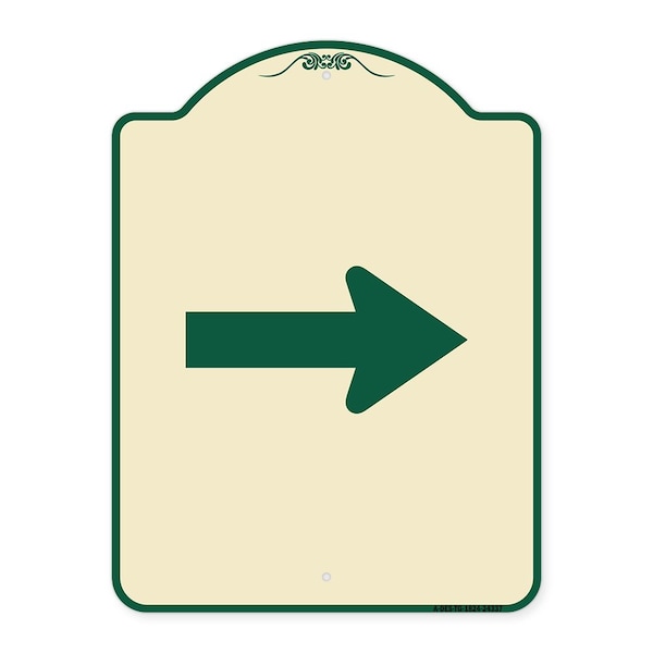 Designer Series Sign Arrow Green, Tan & Green Heavy-Gauge Aluminum Sign, 24" x 18", TG-1824-24337